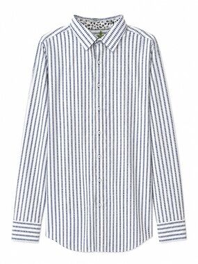 Robert Graham White Blue Flip Cuff Striped Button Front Shirt Men’s 2XLT